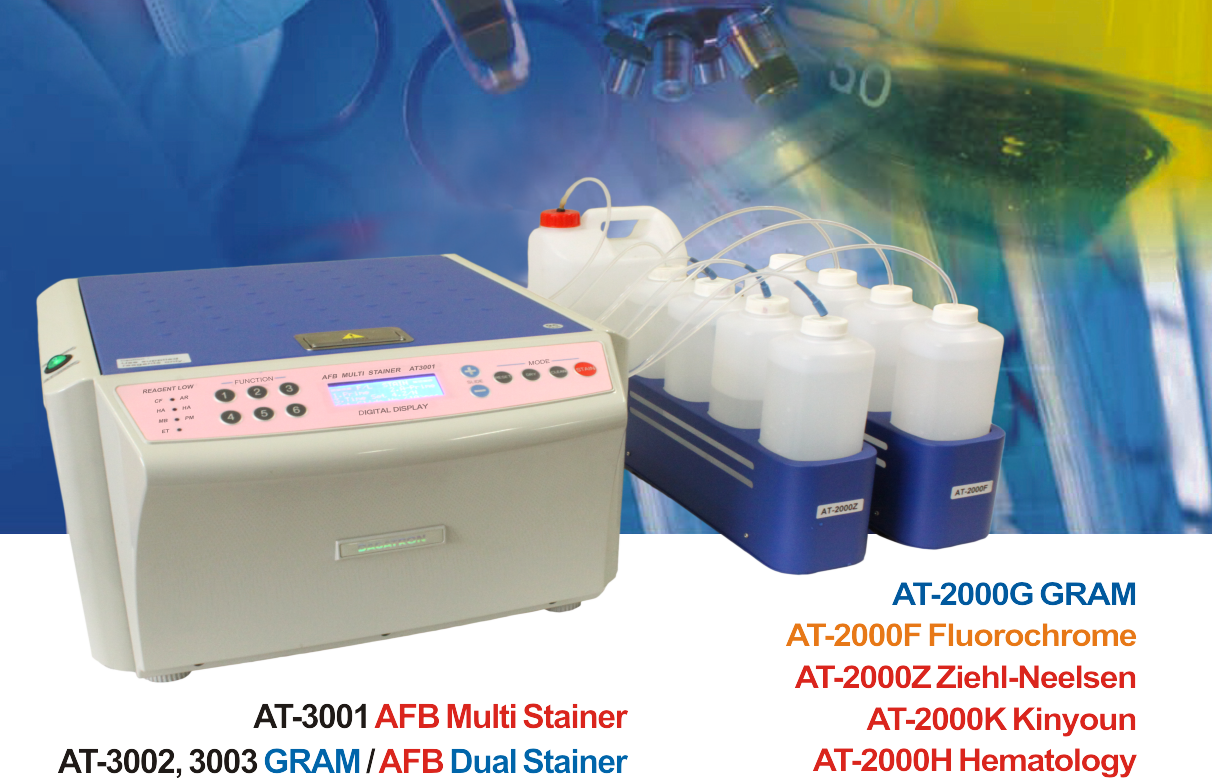 AT-3001 AFB Multi Stainer 3 in 1 Ziehl-Neelsen / Kinyoun / Fluorescence The DAGATRON AFB Multi Stain...